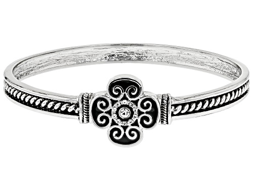 Paula Deen Jewelry™ Round White Crystal Oxidized Silver Tone Bracelet Set Of Three