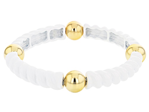 Paula Deen Jewelry™ White Crystal Red, White, And Blue Epoxy Gold Tone Stretch Bracelet Set Of Three