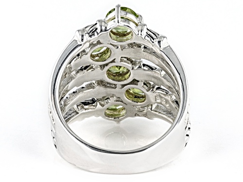 Paula Deen Jewelry™, 2.13ctw  Round Green Peridot Silver Tone Multi Row Ring - Size 8