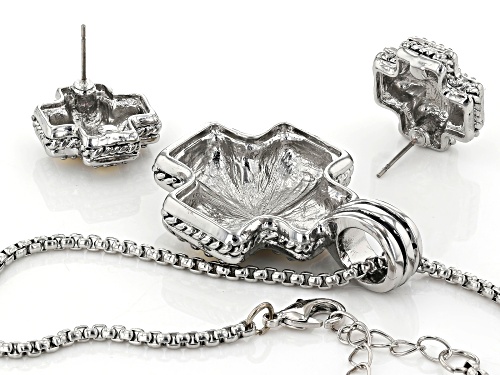 Paula Deen Jewelry™ Two-Tone Hammered Cross Pendant and Earring Set