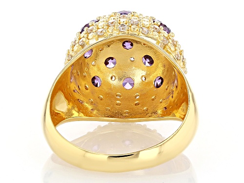 Paula Deen Jewelry™ 2.97ctw Purple and White Cubic Zirconia 18k Yellow Gold Over Brass Dome Ring - Size 7