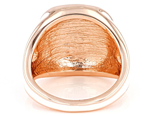 Paula Deen Jewelry™ Cream Color Enamel with White Crystal Accents Rose Tone Ring - Size 7