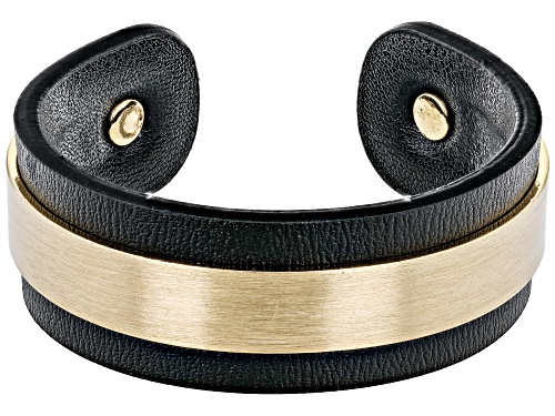 Paula Deen Jewelry™ Gold Tone Black & Neutral Color Imitation Leather Set of 2 Bracelets