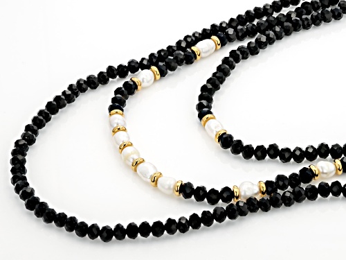 Paula Deen Jewelry™ Glass Bead & Pearl Simulant Multi-Strand Gold Tone Necklace & Bracelet Set
