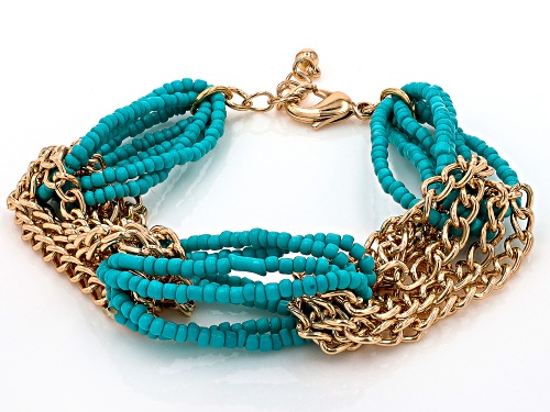 Paula Deen Jewelry™  Blue Seed Bead Gold Tone Necklace & Bracelet Set
