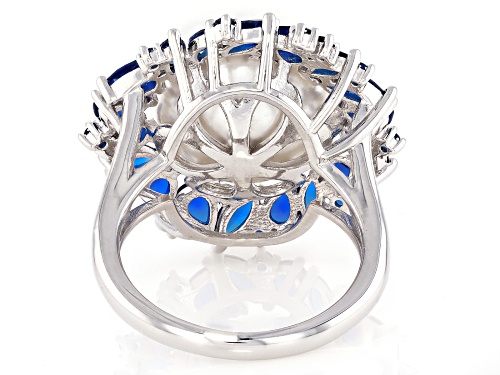 Pearlfection® 14mm White South Sea Simulant With Bella Luce® Rhodium Over Sterling Silver Ring - Size 7