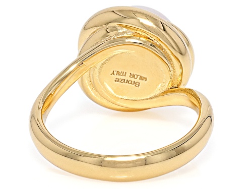 Perla Milano™ 10mm White Cultured Freshwater Pearl 18k Yellow Gold Over Bronze Ring - Size 9
