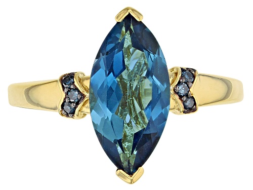 2.80ct London Blue Topaz With .04ctw Blue Diamond Accent 18k Gold Over Sterling Silver Ring - Size 9