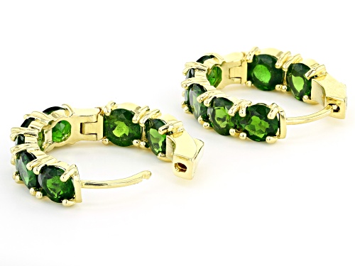Pre-Owned 8.68ctw Round Russian Chrome Diopside 18k Yellow Gold Over Silver Inside/Outside Hoop Earr