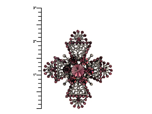 Pre-Owned Off Park ® Collection Purple Swarovski Elements ™ Antiqued Silver Tone Cross Brooch