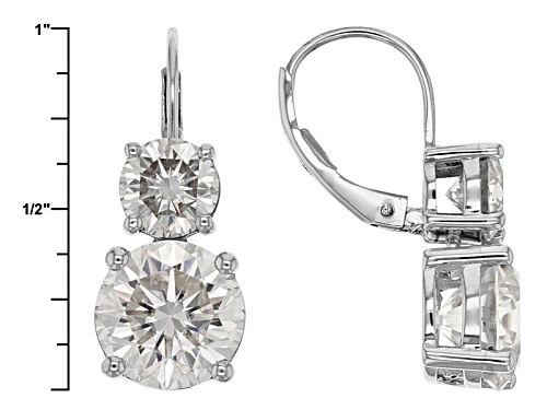 Pre-Owned Moissanite Fire® 7.00 Ctw Diamond Equivalent Weight Round 14k White Gold Earrings