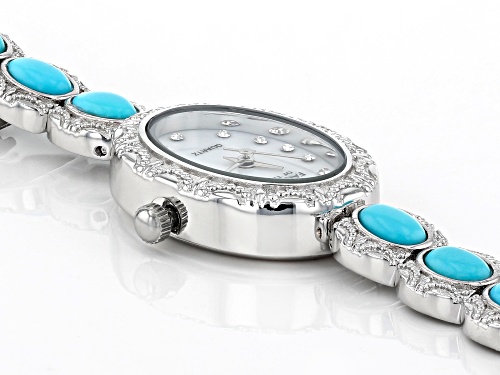 Pre-Owned Facets of Time(TM) 7x5mm Oval Sleeping Beauty Turquoise Brass Watch