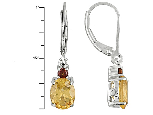 Pre-Owned 2.83ctw Oval Imperial Hessonite™ And Round Vermelho Garnet™ Sterling Silver Dangle Earring