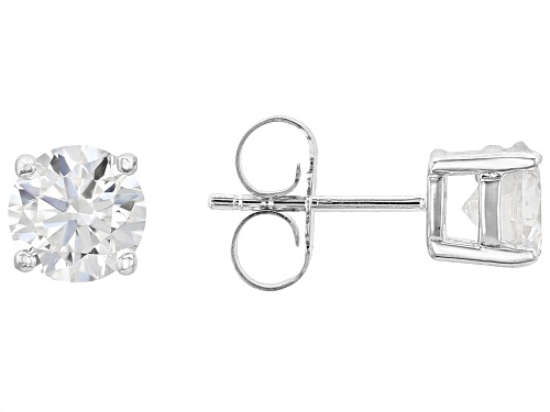 Pre-Owned MOISSANITE FIRE® 3.00CTW DEW ROUND PLATINEVE(R) SET OF 2 PAIR STUD EARRINGS 1CTW & 2CTW.