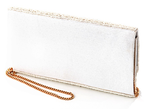 Pre-Owned Off Park® Collection Crystal Champagne Bottles & Flowers Beaded Clutch