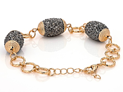 Pre-Owned Off Park® Collection, Hematine Color Crystal Gold Tone Station Necklace & Bracelet Set