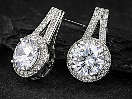 Pre-Owned Bella Luce® 7.68ctw White Diamond Simulant Platinum Over Sterling Silver Earrings(4.65ctw