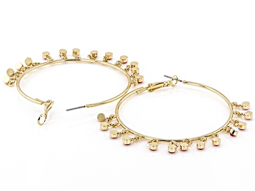 Pre-Owned Off Park® Collection Blue, White, Green &; Pink Crystal Gold Tone Hoop Earrings Set of 4