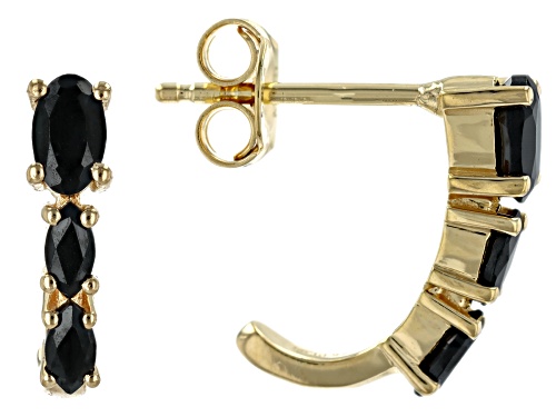 Pre-Owned 0.72ctw Black Spinel with 0.54ctw Lab Sapphire & Solid Heart 18k Yellow Gold Over Silver S