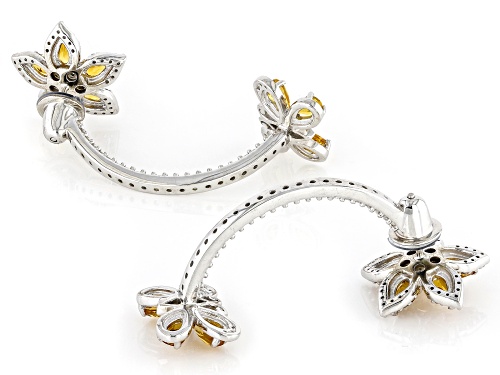 Pre-Owned 2.95ctw Citrine With 1.36ctw White Zircon Rhodium Over Sterling Silver Interchangeable Ear