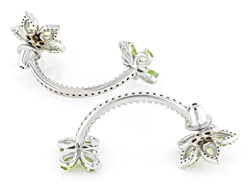 Pre-Owned 3.24ctw Manchurian Peridot™ With 1.36ctw White Zircon Rhodium Over Silver Interchangeable
