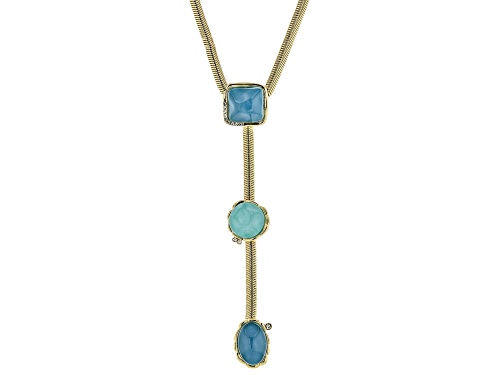 Pre-Owned Off Park® Collection, Waterfall Color Acrylic, White Crystal Gold Tone Necklace & Earring