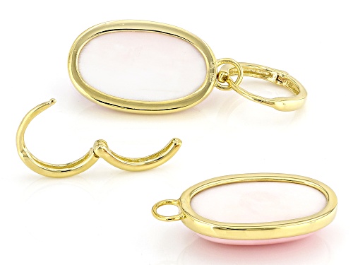 Pre-Owned 20x12mm Pink Conch Shel 18k Yellow Gold Over Sterling Silver Earrings