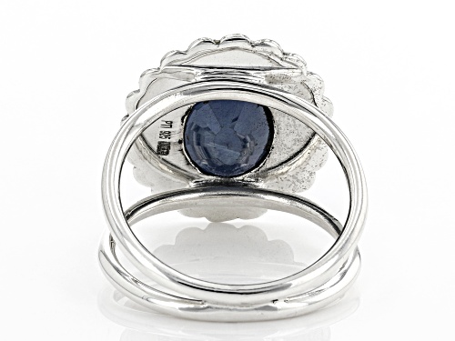 Pre-Owned 2.75ctw 11x9mm Oval Blue Sapphire Rhodium Over Sterling Silver Ring - Size 6