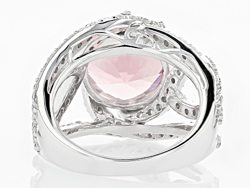 Pre-Owned Bella Luce ® Esotica™ 8.25ctw Morganite And White Diamond Simulants Rhodium Over Silver Ri - Size 7