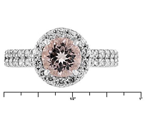 Pre-Owned 1.20ct Round Morganite With .75ctw Round White Zircon Sterling Silver Ring - Size 8