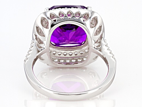 Pre-Owned 7.50ctw Lab Created Purple Sapphire with 1.75ctw White Zircon Rhodium Over Sterling Silver - Size 8