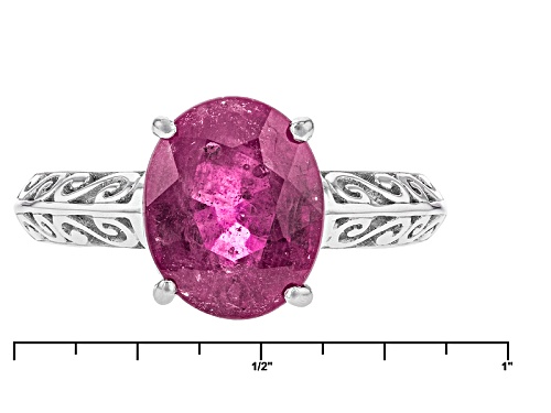 Pre-Owned 3.96ct Oval Mahaleo® Pink Sapphire Sterling Silver Solitaire Ring - Size 12