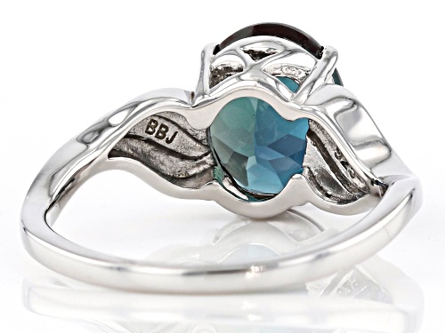 Pre-Owned 2.55ctw Oval Lab Created Alexandrite With Blue & White Diamond Accent Rhodium Over Silver - Size 6