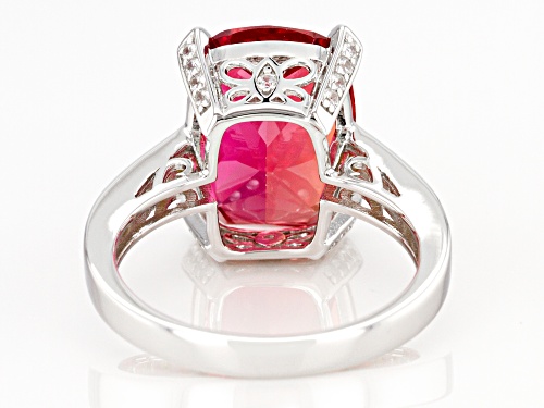 Pre-Owned 6.80ct Lab Created Padparadscha Sapphire & .56ctw Madeira Citrine & Zircon Rhodium Over Si - Size 6