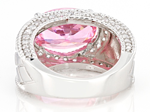 Pre-Owned Bella Luce ® 9.45ctw Pink And White Diamond Simulants Rhodium Over Sterling Silver Ring - Size 8