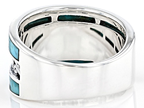 Pre-Owned Turquoise Rhodium Over Sterling Silver Band Ring - Size 7