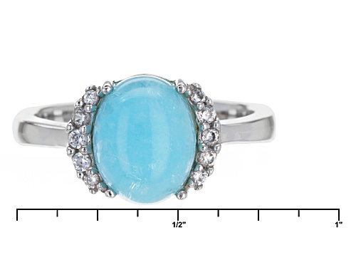 Pre-Owned 2.76ct Oval Hemimorphite With .13ctw Round White Zircon Sterling Silver Ring - Size 7