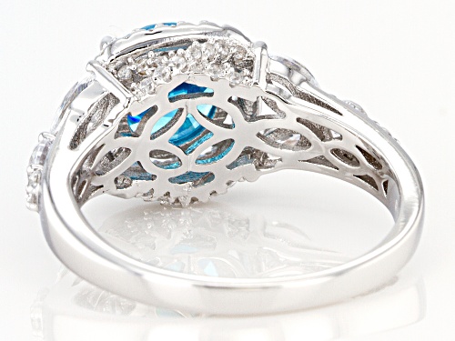 Pre-Owned Bella Luce ® Neon Apatite and White Diamond Simulants Rhodium Over Sterling Silver Ring - Size 8