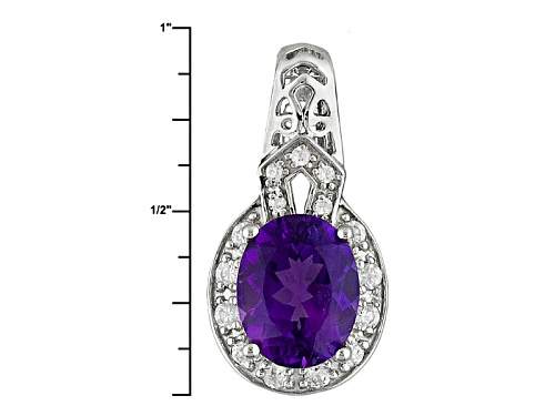 Pre-Owned 1.91ct Oval Moroccan Amethyst And .17ctw Round White Zircon Sterling Silver Pendant With C