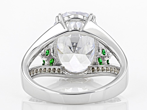 Pre-Owned Bella Luce® 10.45ctw Emerald And White Diamond Simulants Rhodium Over Silver Ring (6.53ctw - Size 7