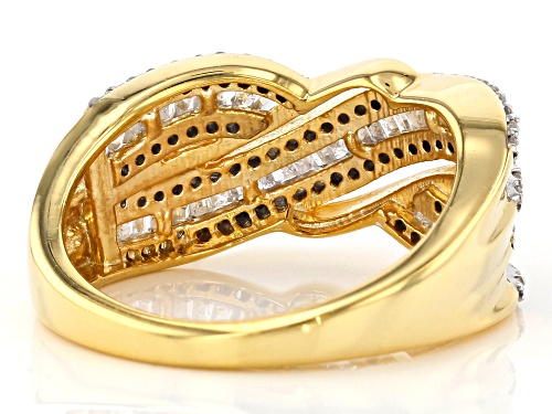Pre-Owned Engild™ 0.70ctw Baguette And Round White Diamond 14K Yellow Gold Over Sterling Silver Ring - Size 5