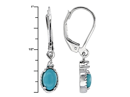 Pre-Owned Sleeping Beauty Turquoise And .16ctw White Topaz Rhodium Over Silver Ring, Pendant, And Ea
