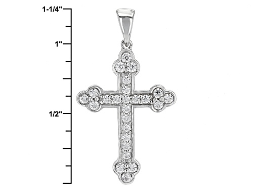 Pre-Owned  .95ctw Bella Luce ® Rhodium Over Sterling Silver Cross Pendant W/Chain