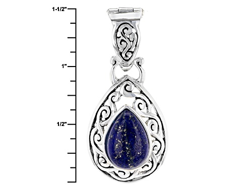Pre-Owned 13x9mm Pear Shape Cabochon Lapis Lazuli Sterling Silver Solitaire Enhancer With Chain