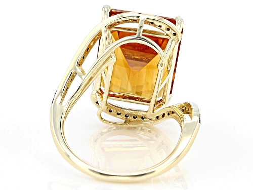 Pre-Owned 9.35ct Rectangular Octagonal Madeira Citrine With 0.11ctw Champagne Diamond 10K Yellow Gol - Size 7