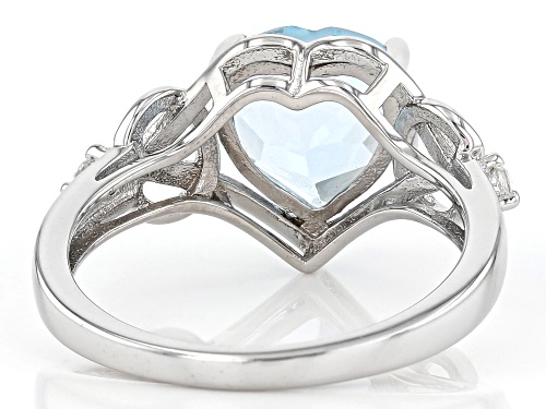 Pre-Owned 2.66ct Heart-Shaped Glacier Topaz With 0.06ctw Round White Topaz Rhodium Over Sterling Sil - Size 9