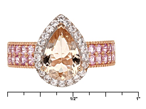 1.75ct Cor-De-Rosa Morganite™ With .20ctw Pink Sapphire & .14ctw White Zircon 10k Rose Gold Ring - Size 8
