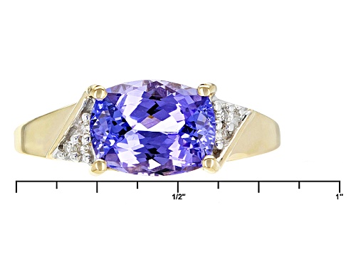 1.85ct Rectangular Cushion Tanzanite With .06ctw Round White Diamond Accent 10k Yellow Gold Ring - Size 6