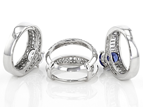 Pre-Owned Bella Luce®Esotica™Blue Tanzanite And Diamond Simulants Rhodium Over Sterling Rings With G - Size 6
