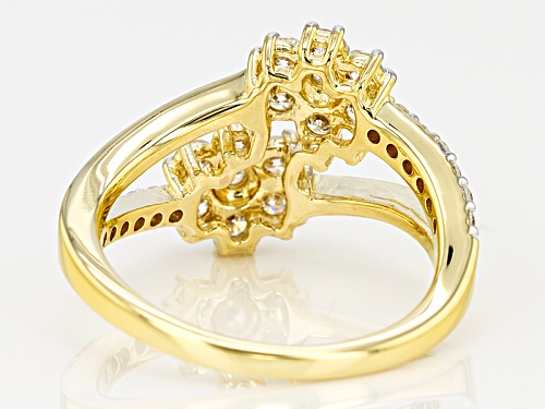 Pre-Owned Moissanite Fire® .94ctw Dew Round 14k Yellow Gold Over Silver Ring - Size 7